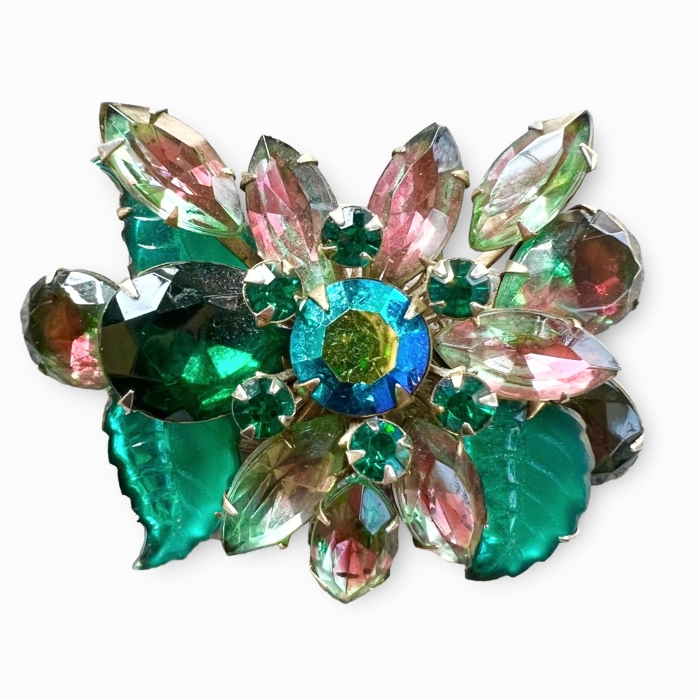 Vintage 1950s Beau Jewels Watermelon Crystal Brooch